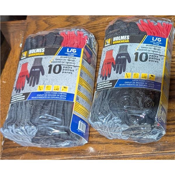 2pc Lot of Holmes Workwear Work Gloves 10 Pair - Size Large