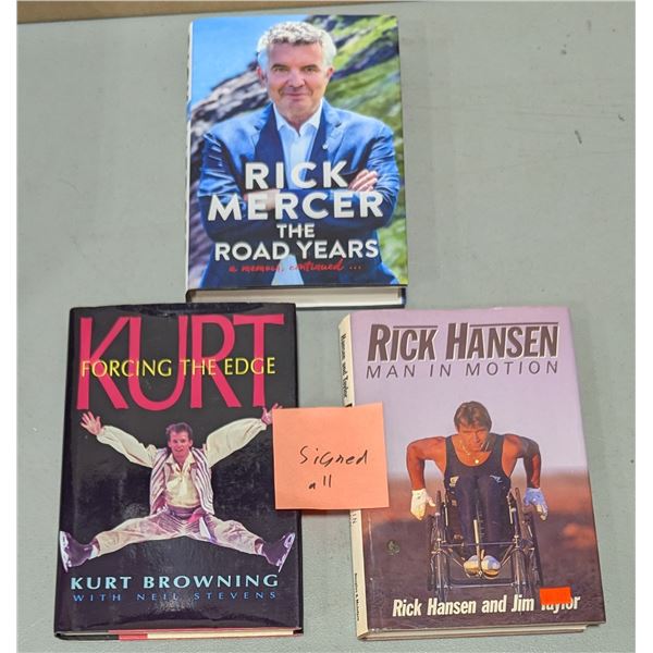 Signed Rick Hansen, Rick Mercer & Kurt Browning Books