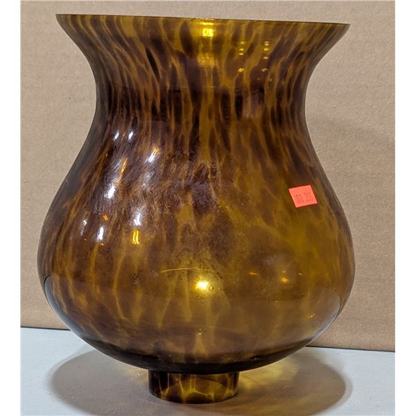 Amber Art Glass Vase w/ Mottled Swirl Design