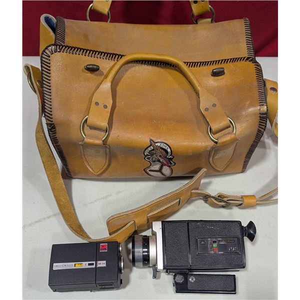 VTG Kodak Instamatic M14 & Hanimex Loadmatic XL313 Super 8 Cameras w/ Bag
