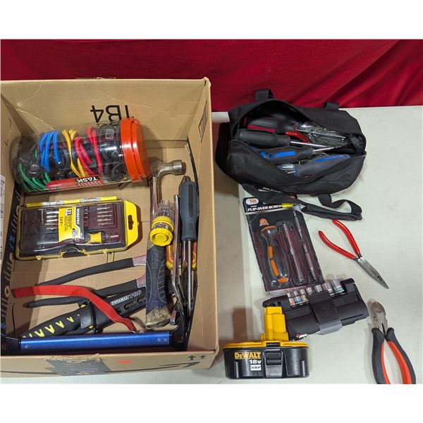 Tool Lot - Pliers, Hammer, DeWalt XRP Battery, Screwdrivers & More