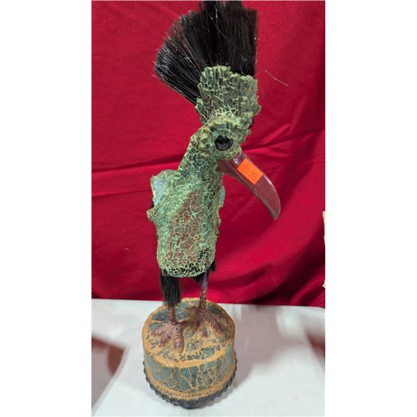 Whimsical Bird Sculpture “The Animal” w/ Bristle Crest