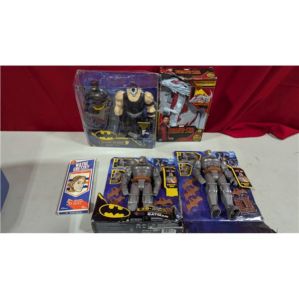 Variety Lot w/ Batman & Bane Action Figures, Shang-Chi Great Protector, & Wayne Gretzky Socks