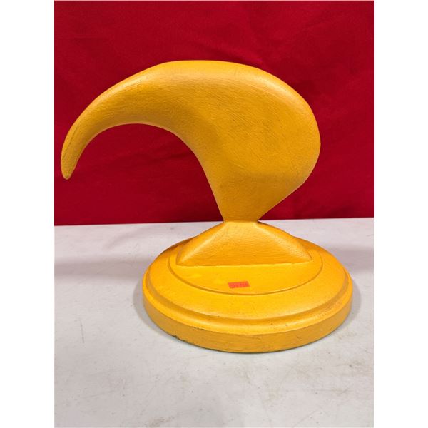 Yellow Wooden Carved Table Decor - Signed M. Hall