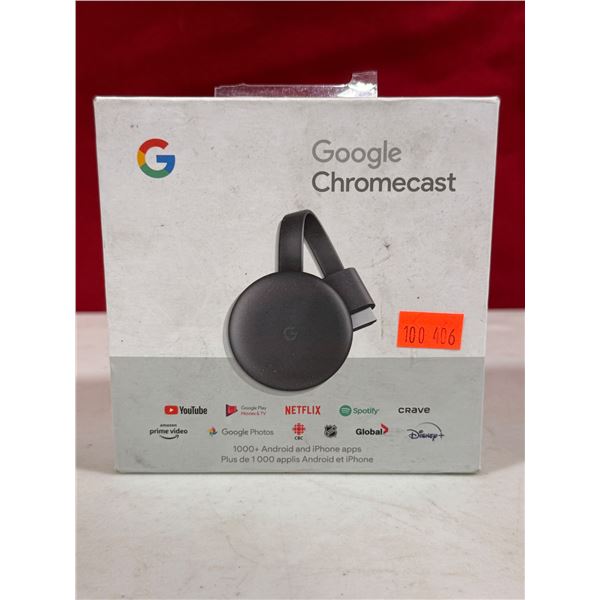 Google Chromecast w/ Box, Plug Block & Cord
