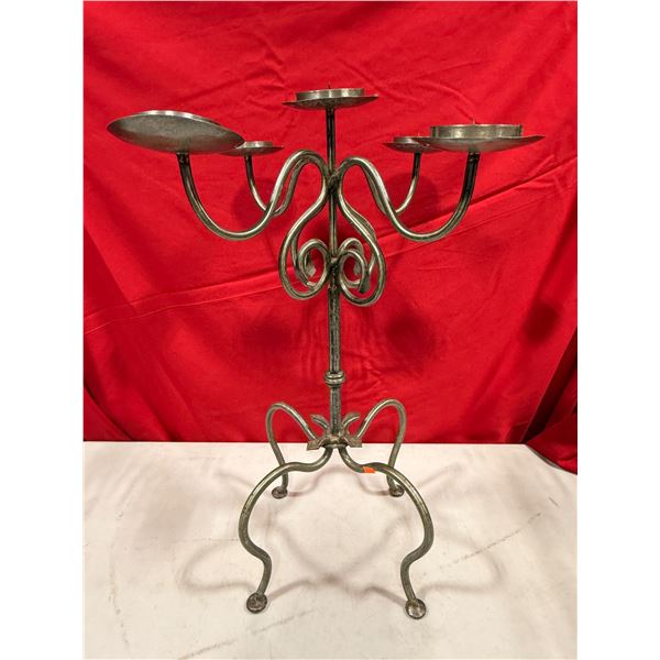 Large Ornate 5-Light Metal Candelabra Candle Holder