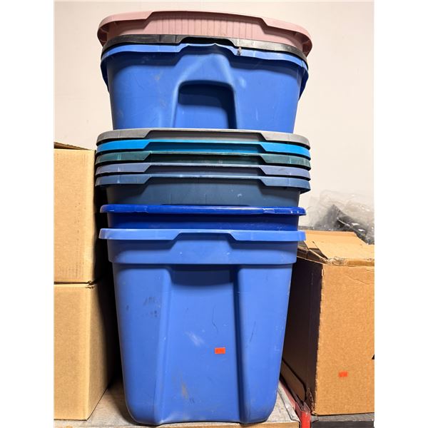 Lot of Ten Plastic Tote Bins - No Lids
