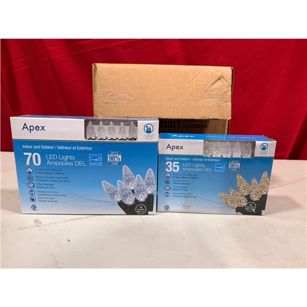 Apex Christmas Lights Lot - Indoor & Outdoor, Pure White & Warm White