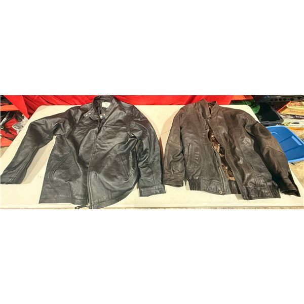 Lot of Two Leather Motorycycle Style Jackets - 725 Originals & Unmarked