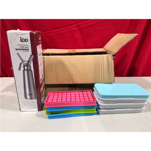 Ico Professional Cream Whipper & Assorted Ice Cube Trays - Hard & Soft