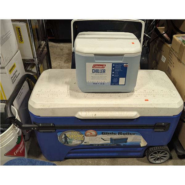 Lot of Two Coolers - Coleman Chiller & Igloo Glide Roller
