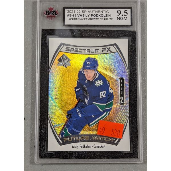 2021-22 SP Authentic Vasily Podkolzin Spectrum FX Gold /50 KSA 9.5