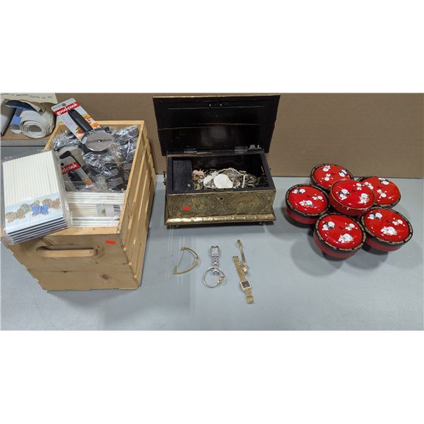 Variety Lot - Assorted Shells & Jewelry, Trinket & Jewelry Boxes, VTG Seiko & Tissot Watches & More