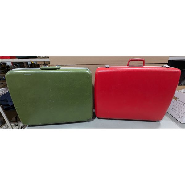 2 VTG Samsonite Profile Hard Shell Suitcases - Green & Red