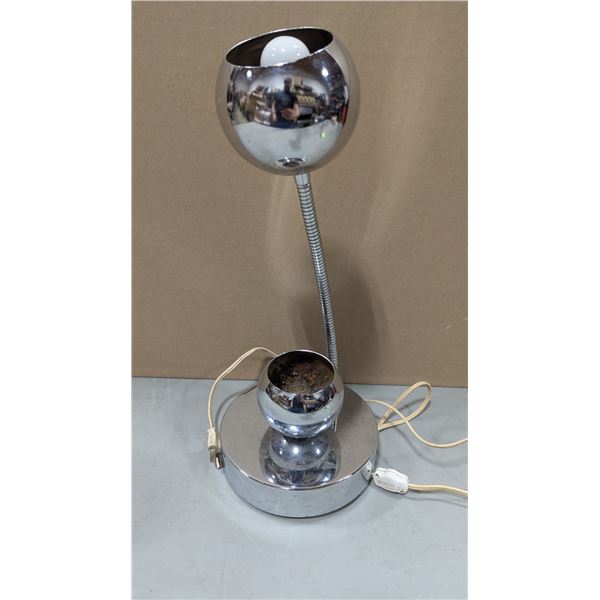 VTG Chrome Eyeball Gooseneck Desk Lamp w/ Pen Cup
