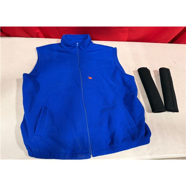 Fuzzy Stonewash Fleece Vest & Universal Cozy Fleece Backpack Straps