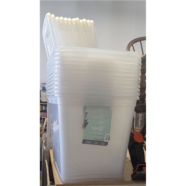 Bulk Lot of Type A Plastic Storage Bins - 12 Bins 12 Lids