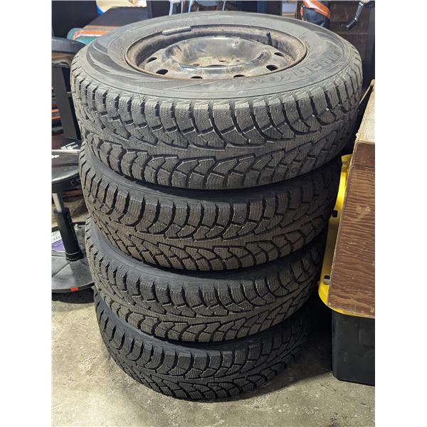 Set of Four Hankook Winter i*Pike RSV 215/70R15 98T Winter Tires w/ Steel Wheels