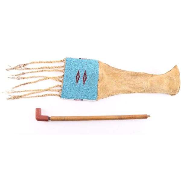 Blackfoot Sioux Pipe and Pipe Bag