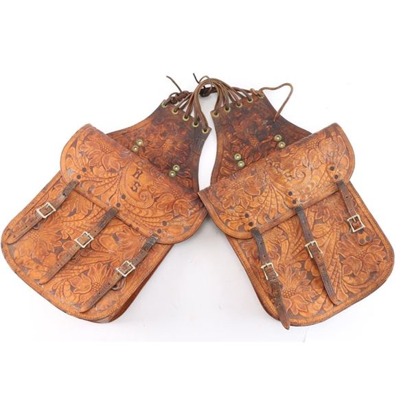 Tooled Leather Saddle Bags