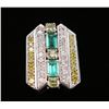 Image 1 : Large Art Deco Diamond & Emerald Pendant