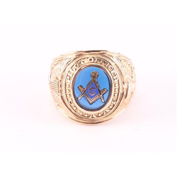 Gold WW2 U.S.A.A.F. Masonic Ring.