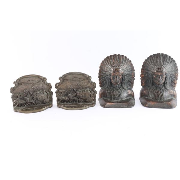 Two Pairs Of Cast Iron Constructions Bookends