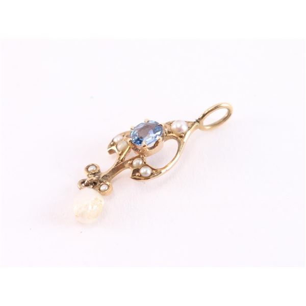 Antique Sapphire and Pearl Pendant