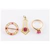 Image 1 : Antique Lady's Pink Sapphire & Pendant Brooch Set