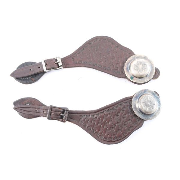 A Pair of Leather and Sterling Spur Straps