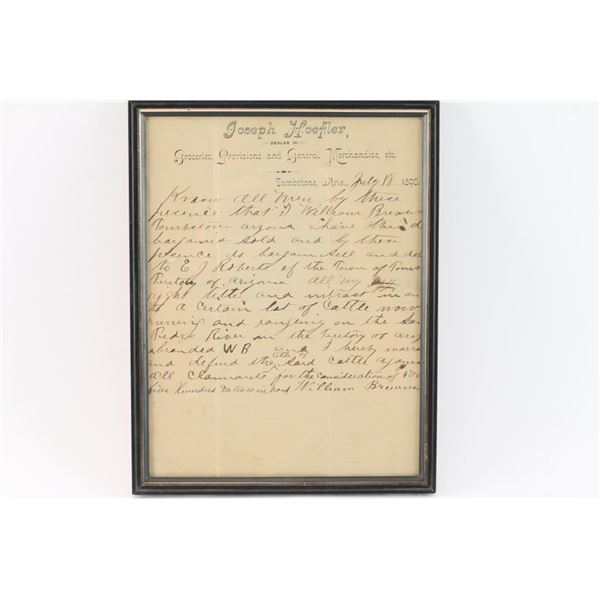 Antique Cattle Sale Document