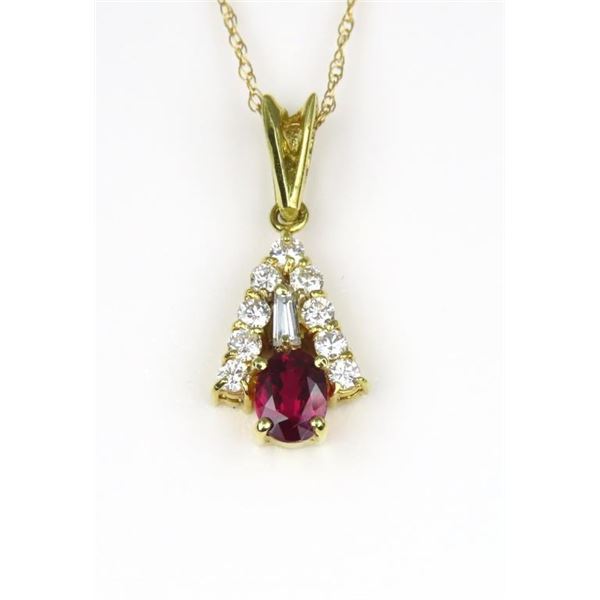 Elegant Extra Fine Ruby and Diamond Pendant