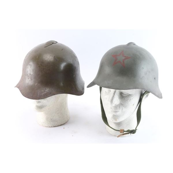 Two Soviet SSh-36 Helmets.