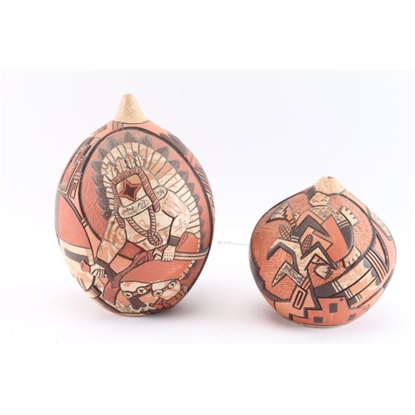 2 Carved Seed Pots