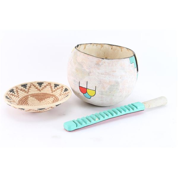 Gourd Bowl & Indian Basket