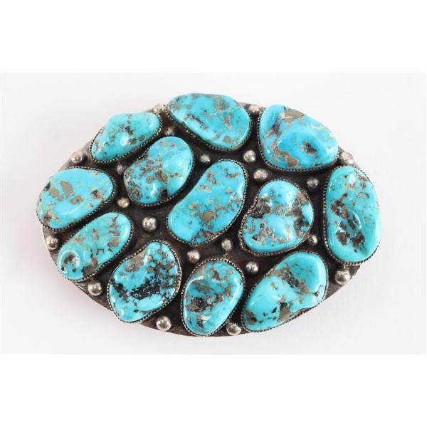 Turquoise & Sterling Silver Belt Buckle.