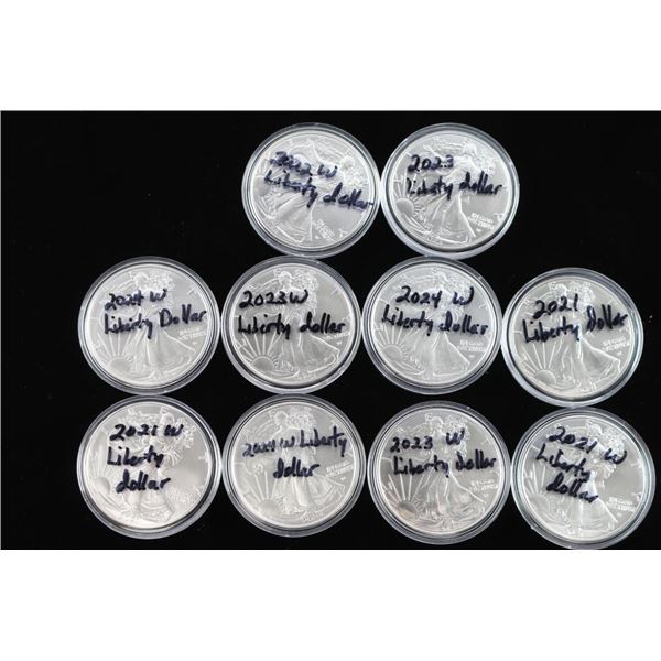 Lot of 10 Walking Liberty Silver Dollars