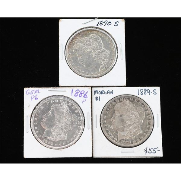 Lot of 3 Morgan Silver Dollars