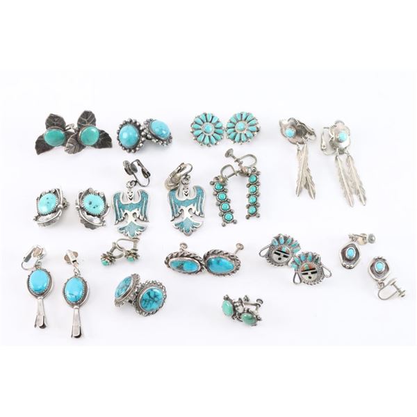Large Lot of Navajo Clip-on Earrings
