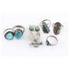 Image 2 : Lot of 5 Navajo Rings & Owl Broach