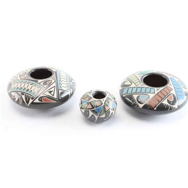 Quezada Polychrome Blackware Pots