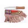Image 1 : Double Edge Knife w/ Beaded & Fringed Scabbard