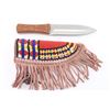 Image 2 : Double Edge Knife w/ Beaded & Fringed Scabbard