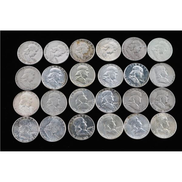 Lot of 24 Ben Franklin Half Dollar Coins