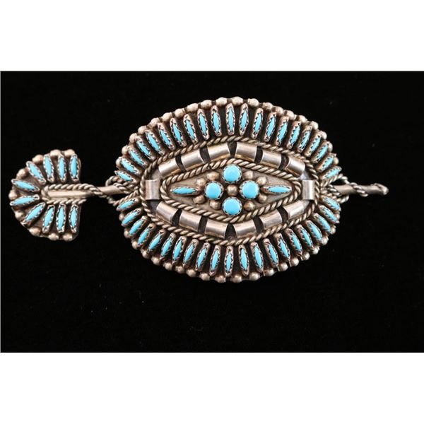 Zuni Petit Pointe Sterling and Turquoise Barrett