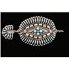 Image 1 : Zuni Petit Pointe Sterling and Turquoise Barrett