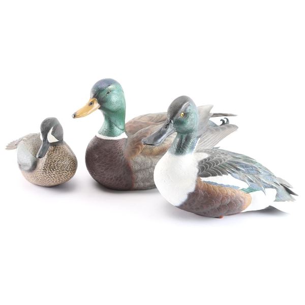 Lot of (3) Handcrafted Resin Ducks