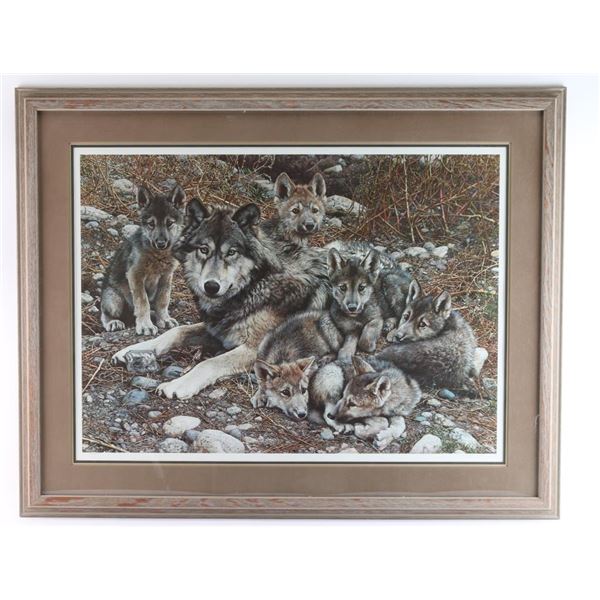 Carl Brenders Print, "Den Mother-Wolf Family".