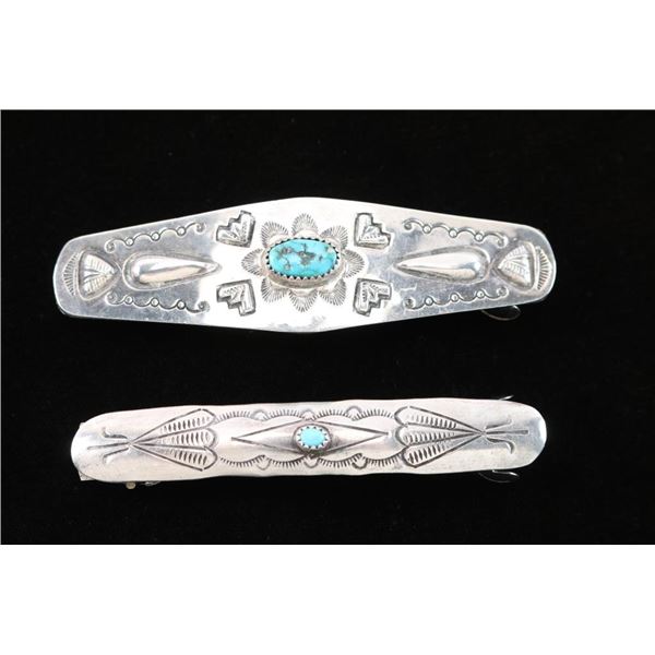 Two Navajo Sterling hair clips