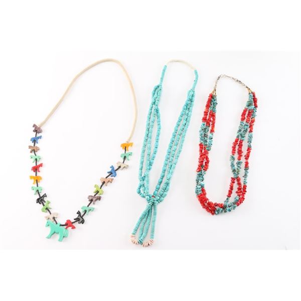 Lot of 3 Native American Beaded Necklaces